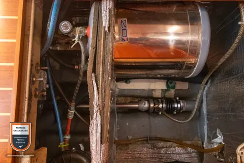 Amazing Grace Antares listing photo showing water heater starboard.