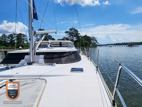 Frolic Antares listing photo showing port deck looking aft.