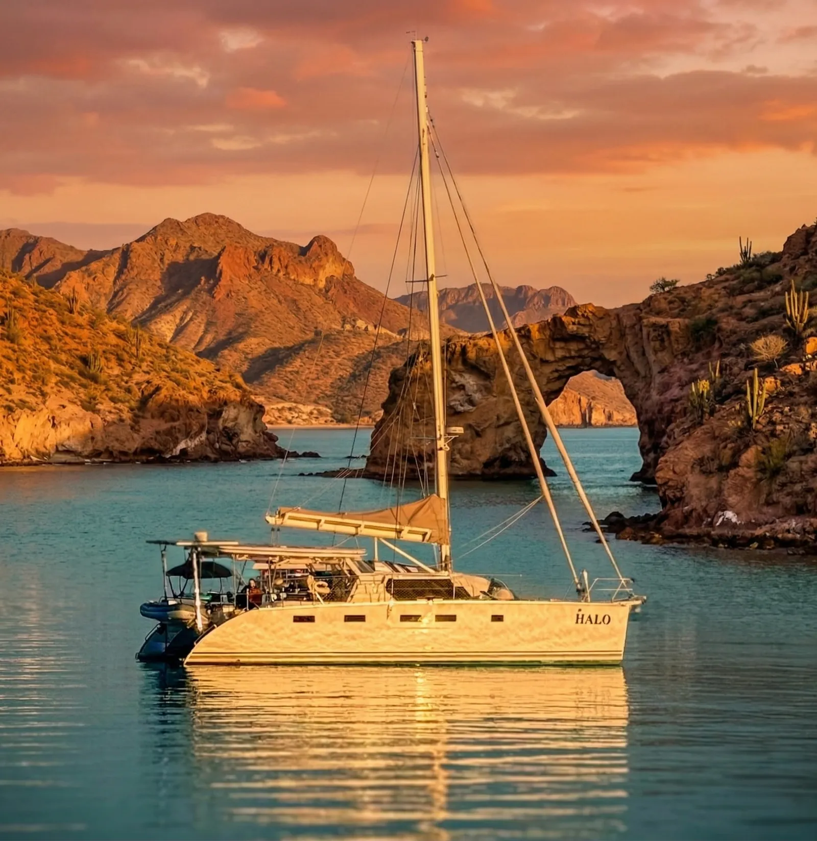 Halo Antares 44 GT anchored in Baja, Mexico