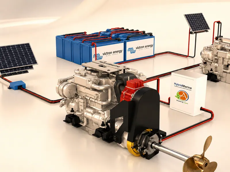 Hybrid propulsion and battery system diagram for Antares cruising power architecture