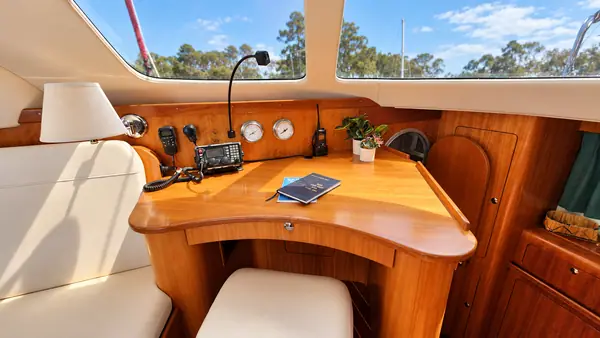 Leap of Faith Antares listing photo showing navigation station.