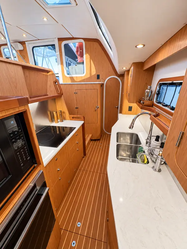 Lucy Antares listing photo showing galley forward.