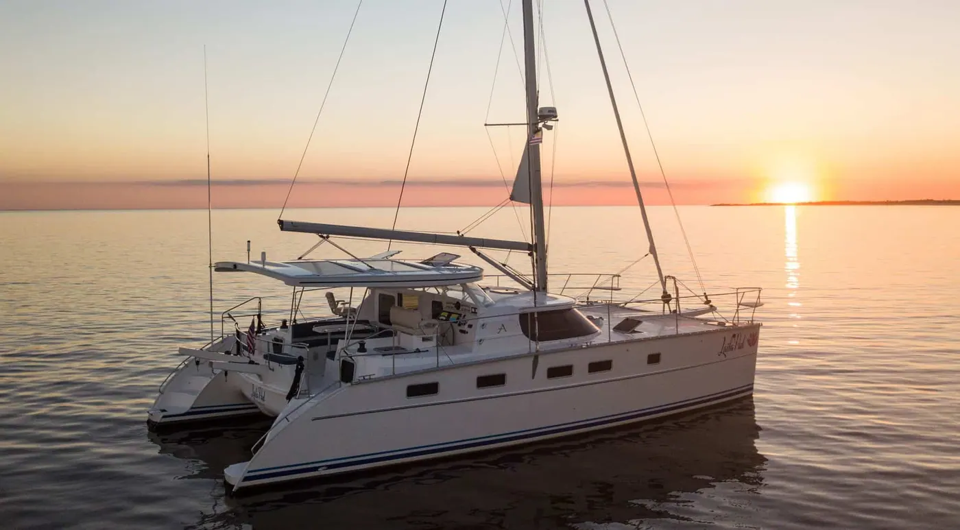 Antares 44 GS mast and in-mast furling detail at sunset