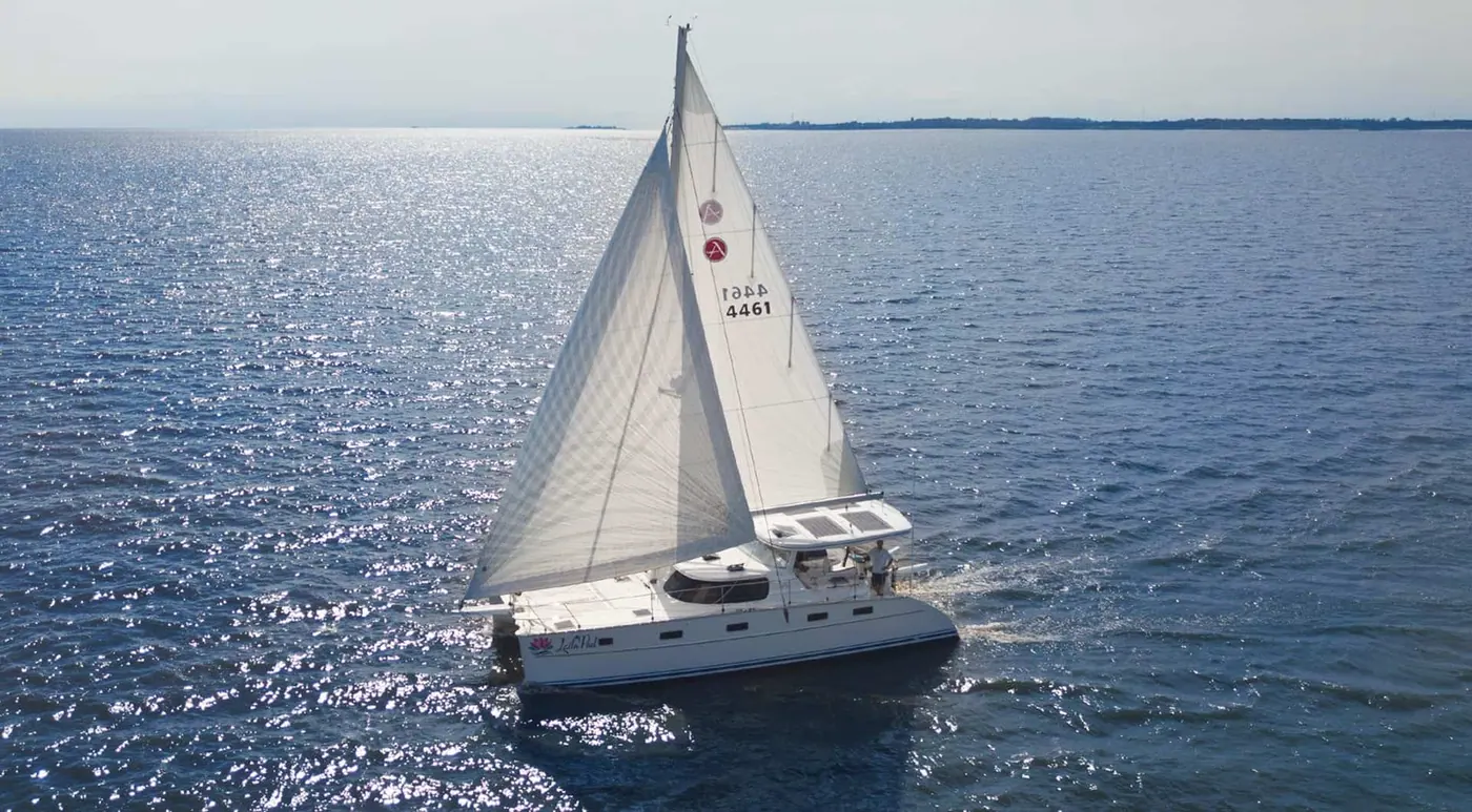 Antares 44 GS sailing across bright open water