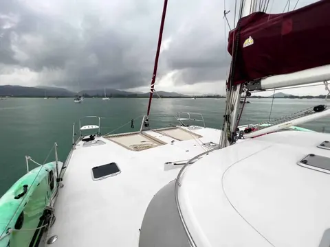 Whatabout Antares listing photo showing port foredeck scaled.