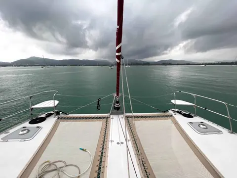Whatabout Antares listing photo showing foredeck scaled.