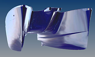 A bow-like cutwater divides any waves that may reach so high. The shape also has inherent strength and ideal load dissipation characteristics
